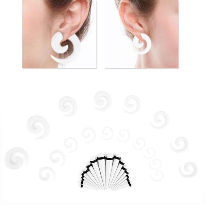 Acryl Oortapers Pluggen Slakvorm Oor Expansers Piercing Stud Sieraden Wit wit