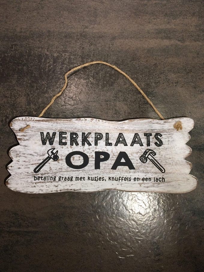 Tekstbord Werkplaats Opa 30 x 12 cm
