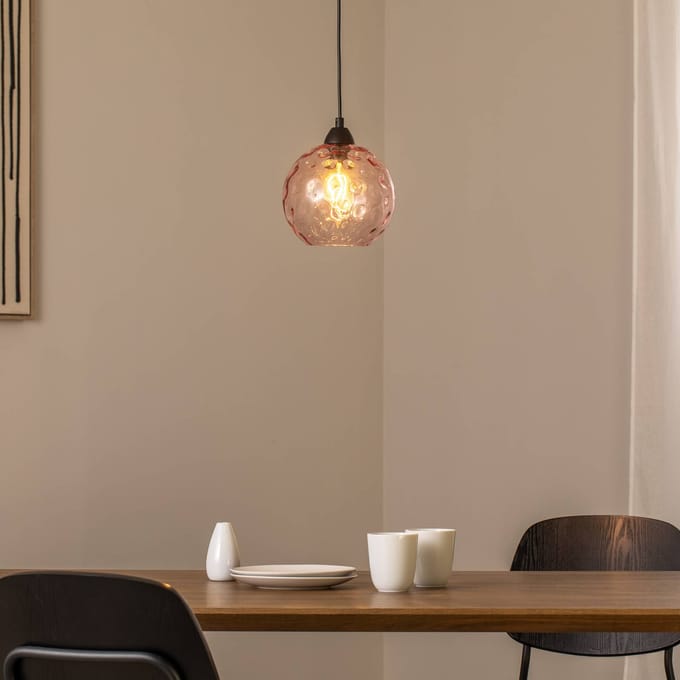 Opviq Hanglamp Benek, roze, glas, Ø 20 cm, E27