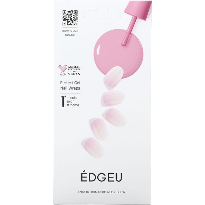 Edgeu, perfecte gel nagelwrap, ENA 146, romantische neon gloed, set van 19 stuks pink