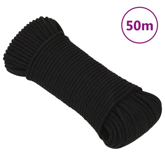 vidaXL - Werktouw - 5 - mm - 50 - m - polyester - zwart