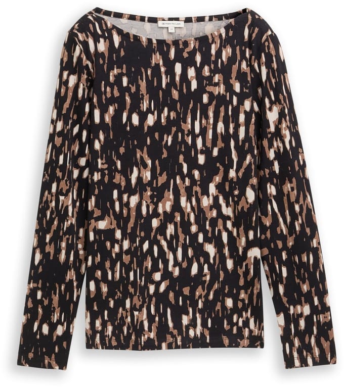 Tom Tailor - Shirt met lange mouwen en patroon - Maat S - brown sparkle design