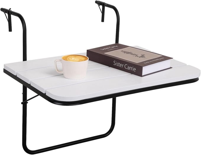 Balkon Tafel - Buiten Bar - Ontspannen Buiten - Inklapbaar Ontwerp - 60 cm - Wit