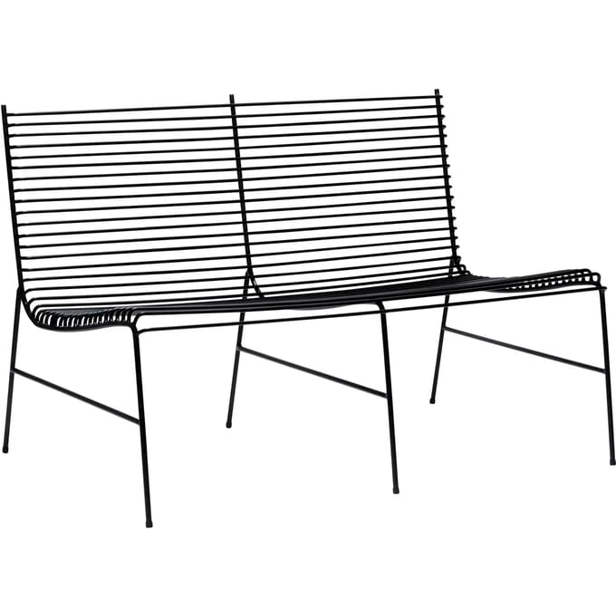 HÜBSCH INTERIOR - STRING zwarte 2-persoons tuinbank van metaal - 122x75xh80cm