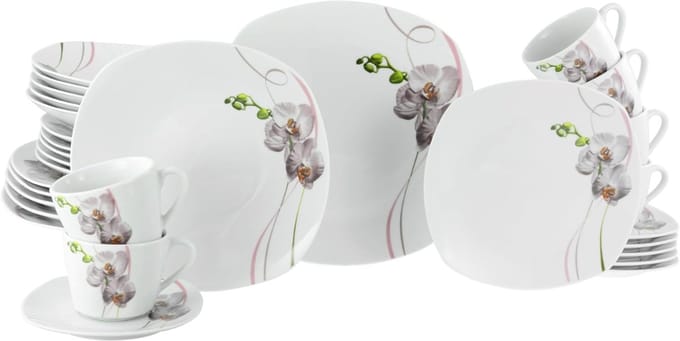 SVN® Serviesset 30 Delig - 6 Persoons - Compleet Servies - Wit - ‎36cm x 34cm x 30cm