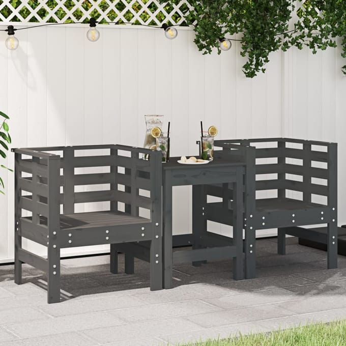 vidaXL - Tuinstoelen - 2 - st - 61,5x53x71 - cm - massief - grenenhout - grijs