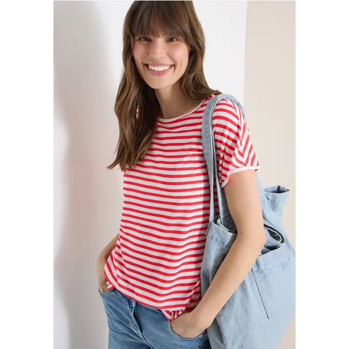 Shirt met boothals en strepen