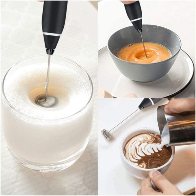 Mini mousseur à lait électrique portatif, mixeur à œufs électrique avec fouet électrique USB pour mousseur à lait et cappuccino blanc