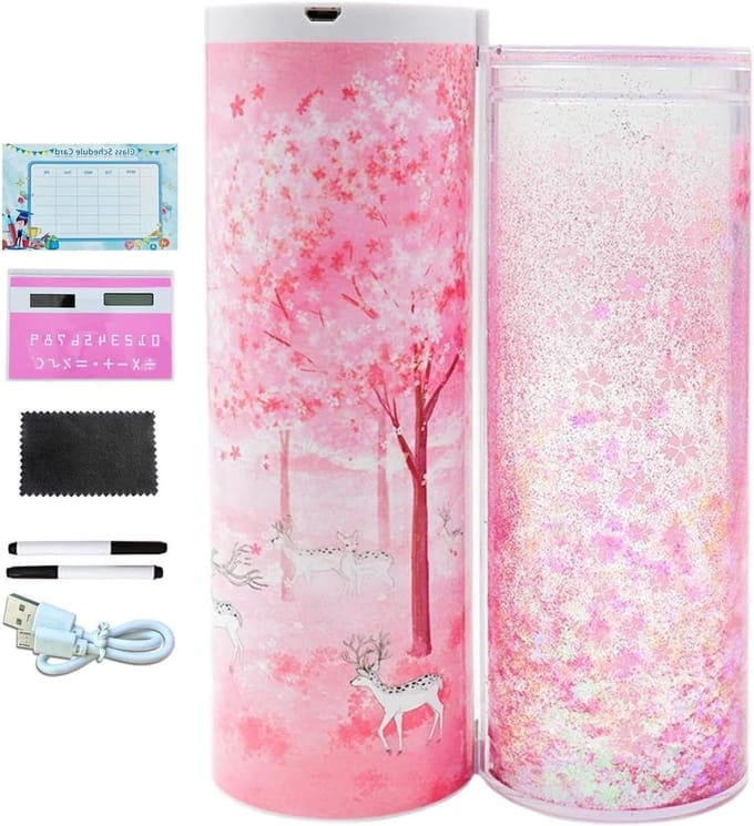 Bureau Organizer - Etui Opbergdoos - School Bureau - Ingebouwde Spiegel - Ruim Interieur - Roze