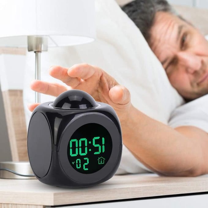 Digitale Projectiewekker - LCD Klok Temperatuur - Wakker Worden - Ultraheldere Projectie - 10 x 9 cm - Zwart