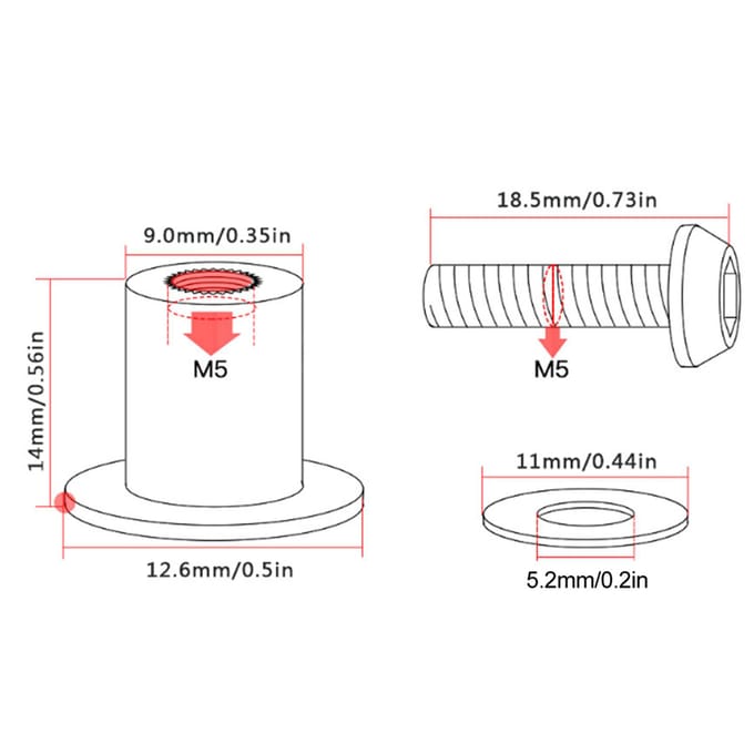 10 stuks Motorfiets Windscherm Bouten Moer Ringen Universele Motorfiets Kuip Montage Kit Rood rood