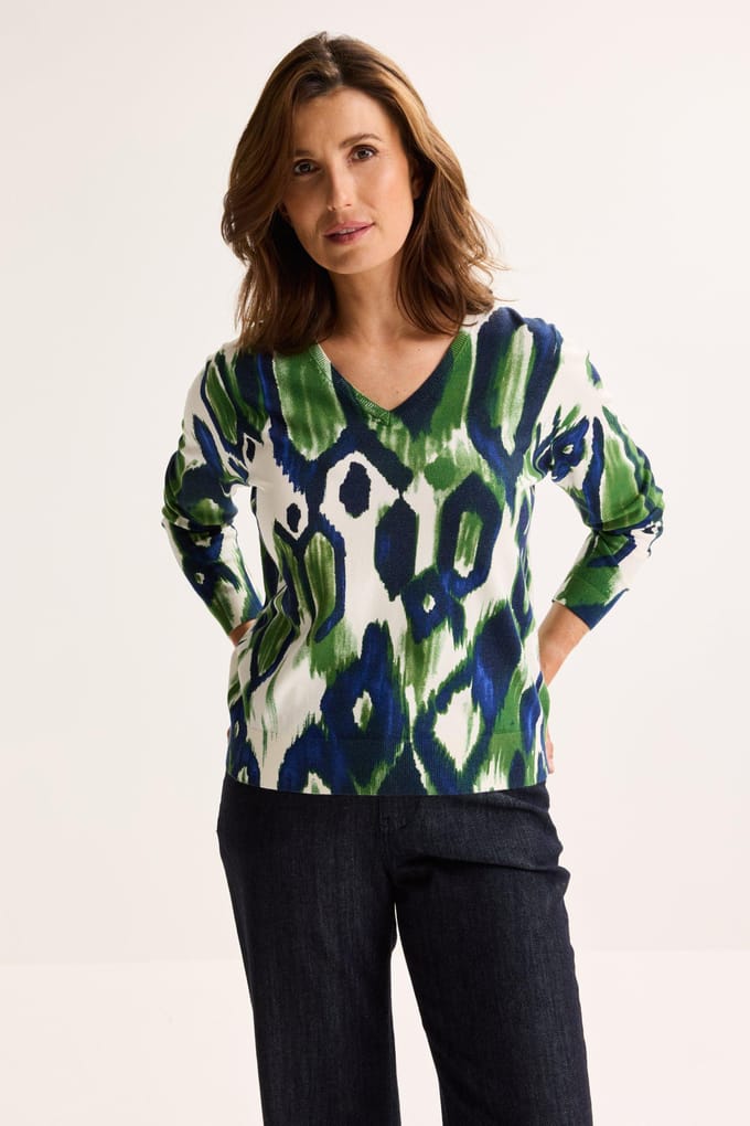 V-halstrui Met Abstracte Print