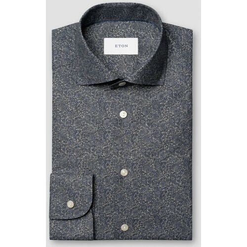 Eton Overhemd Tonal Ornamental Pattern Signature Twill Navy / male