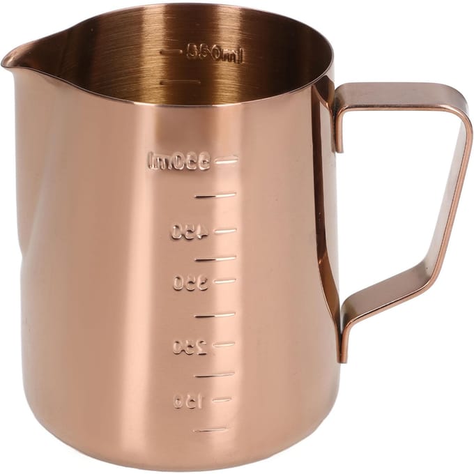 Tasse à Mousse de Lait 550ML avec Échelle Pichet à Mousse en Acier Inoxydable Or Rose Vapeur de Café L white