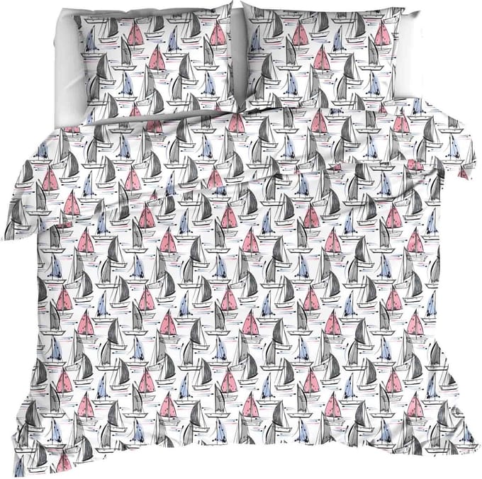 Moodit Dekbedovertrek Odil Regatta Mix - 200 x 200/220 + 2x 60 x 70 cm - Wit - Katoen