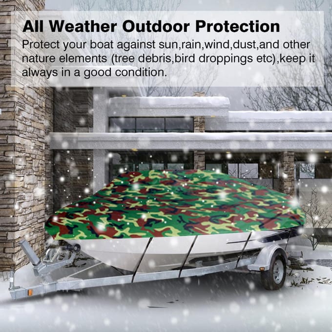 Couverture de bateau Protection tous temps couvertures complètes avec bande réglable et boucle Style Camouflage 11-13FT camouflage