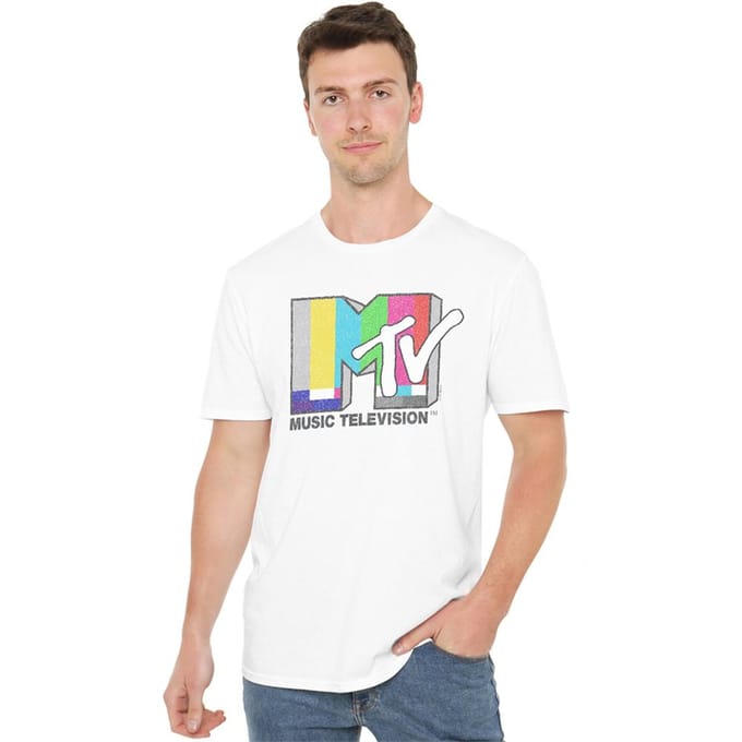MTV Unisex Adult Bar T-Shirt M blanc