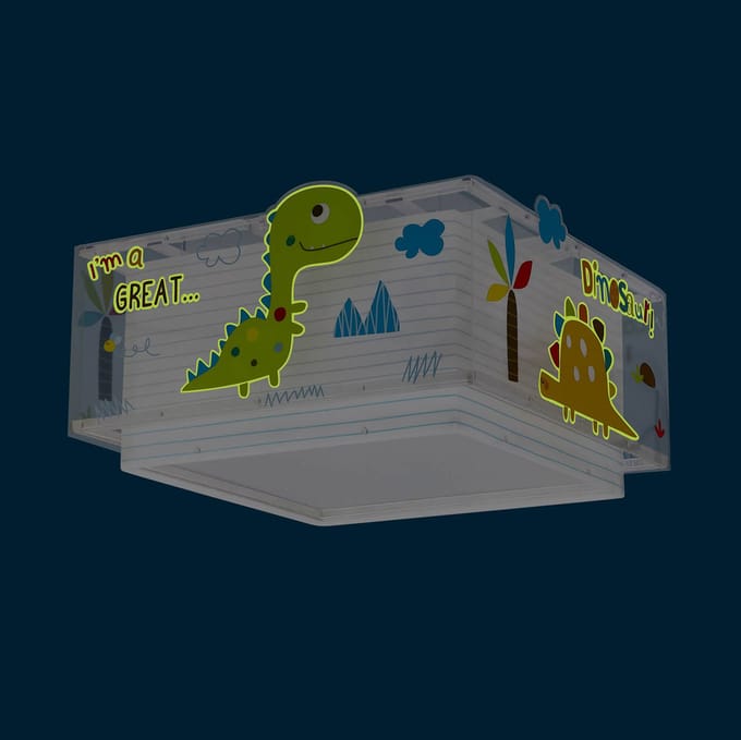 Dalber kinderkamerplafondlamp DINOS, wit/kleurrijk