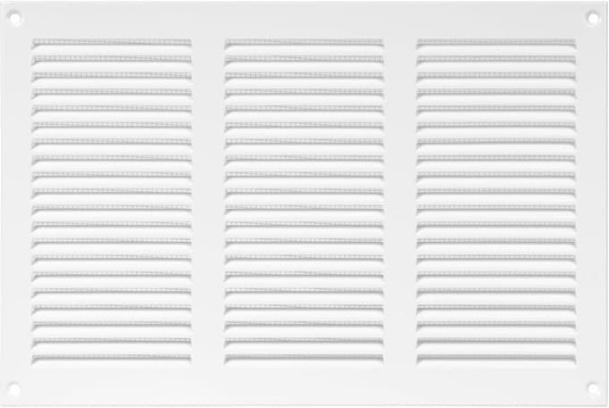 Stalen ventilatierooster met insectenbescherming voor HVAC – 30 x 20 cm, wit