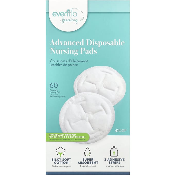 Evenflo Voeding, Geavanceerde Wegwerp Zoogcompressen, 60 Stuks white