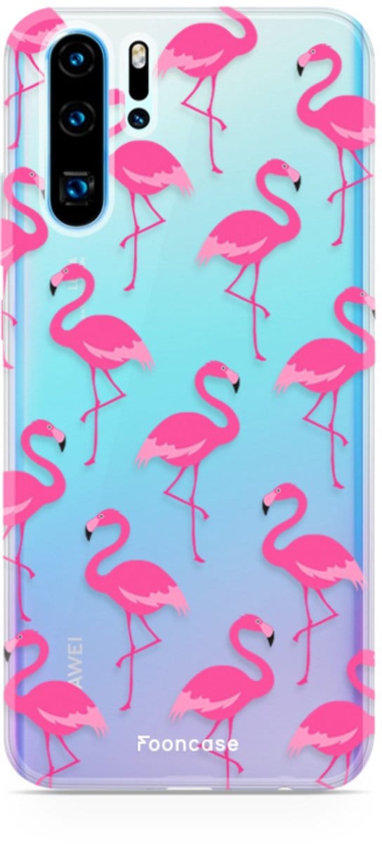 Fooncase Hoesje Geschikt voor Huawei P30 Pro - Shockproof Case - Back Cover / Soft Case - Flamingo