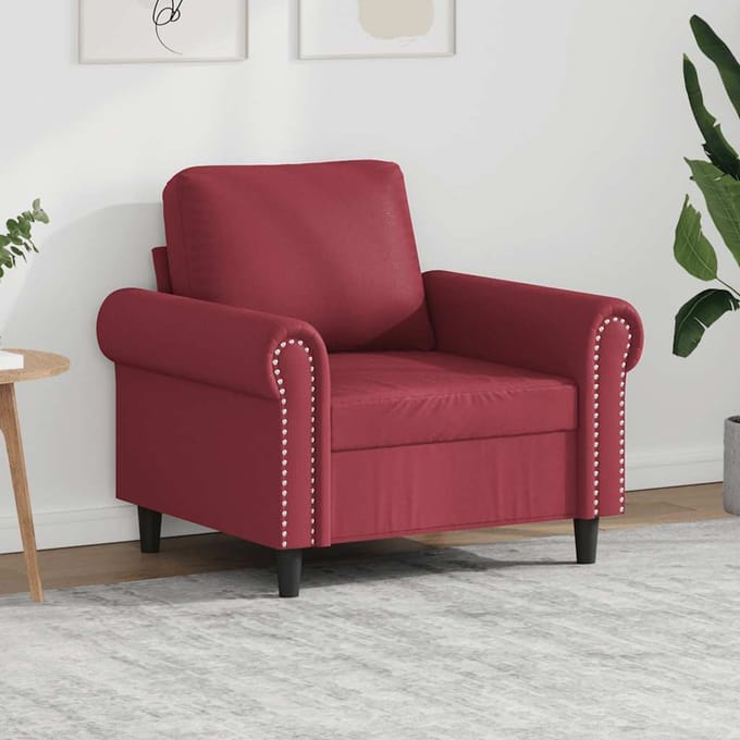 vidaXL - Fauteuil - 60 - cm - kunstleer - wijnrood