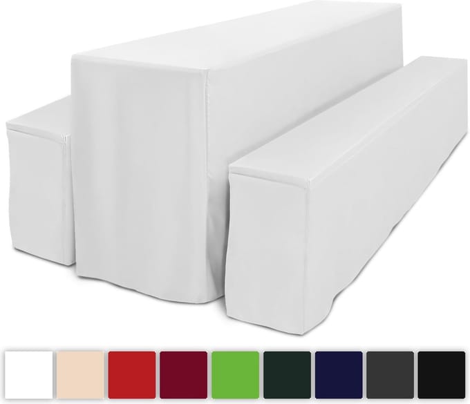 Beautissu Biertischhusse Comfort L 3tlg. Set lang 220x70cm wit
