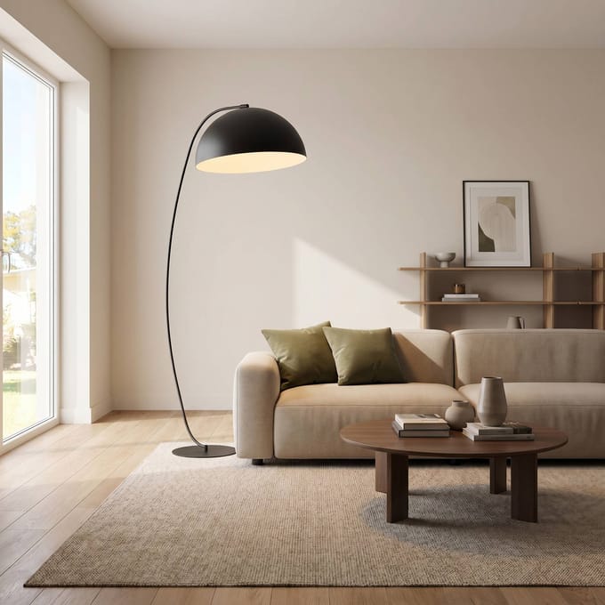 EMIBIG LIGHTING Vloerlamp Arcos, zwart, hoogte 150 cm, metaal