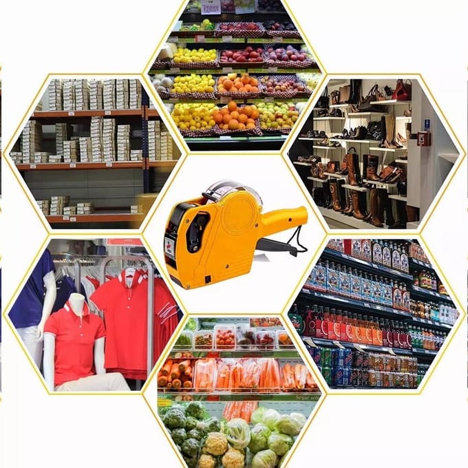 Multifunctionele ABS grondstoffenprijslabelprinter 8 bits Praktische supermarktprijsmarkering Single geel