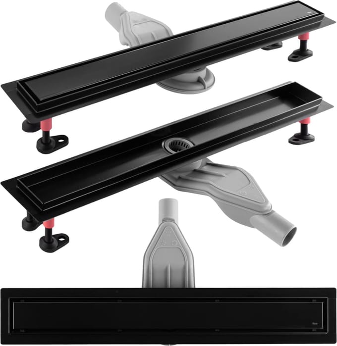 Rea Neox Superflow - Lineaire afvoer - douchegoot - Zwart - 60 cm