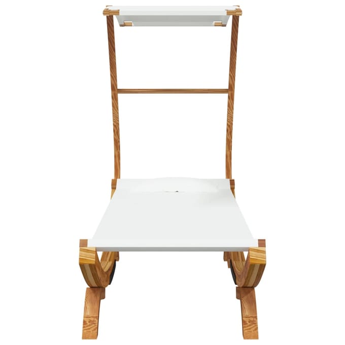 vidaXL - Loungebed - met - luifel - 100x190x134 - cm - massief - gebogen - hout - crème
