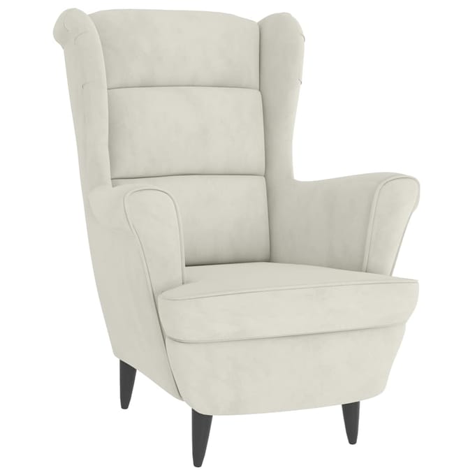 vidaXL - Fauteuil - met - voetenbank - fluweel - crèmekleurig