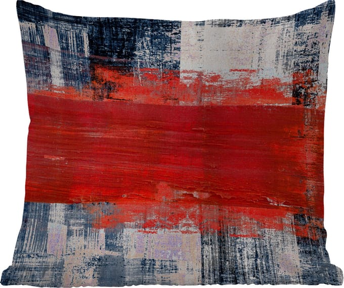 Sierkussen Buiten - Schilderij - Abstract - Rood - Olieverf - 60x60 cm - Weerbestendig