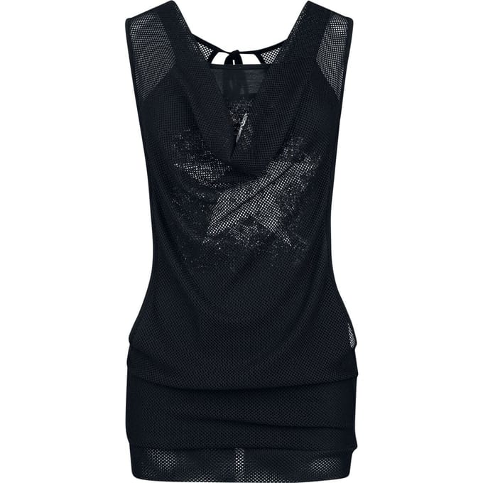 R.E.D. Rock-Engineered Design zwart nettop met sterrenprint - Dames - M