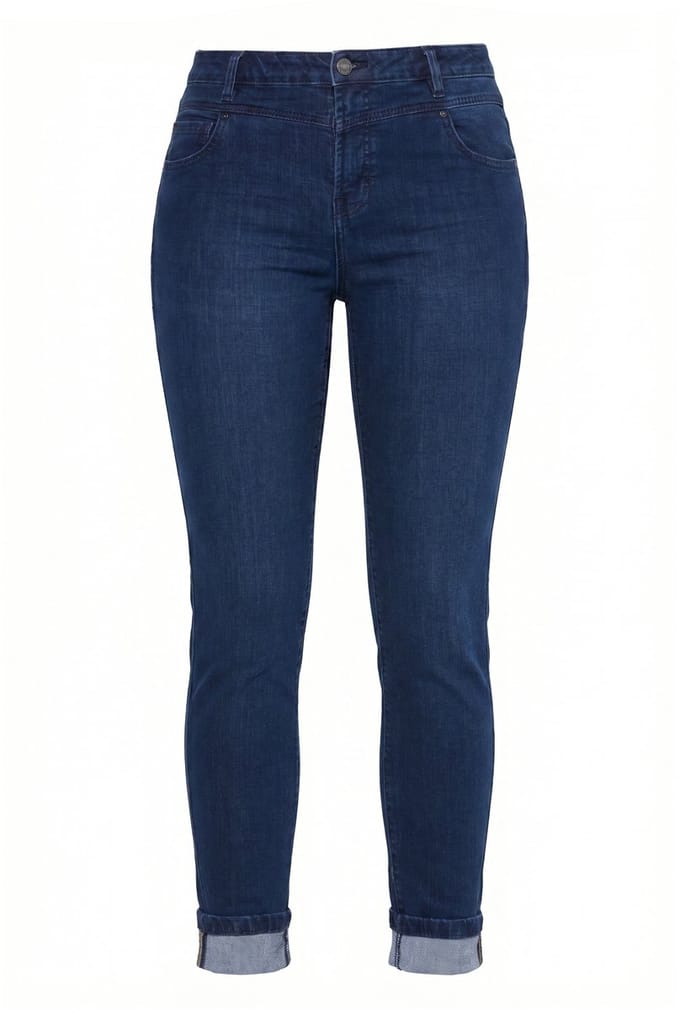 Laurasøn - Dames - Jeans met hoge taille slim - Raw denim - Maat 52