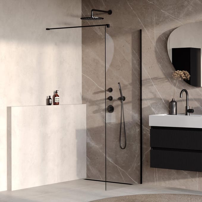 Brauer Oblivion - Inloopdouche - Helder Glas - 70 x 200 cm - incl. Glascoating - Mat Zwart