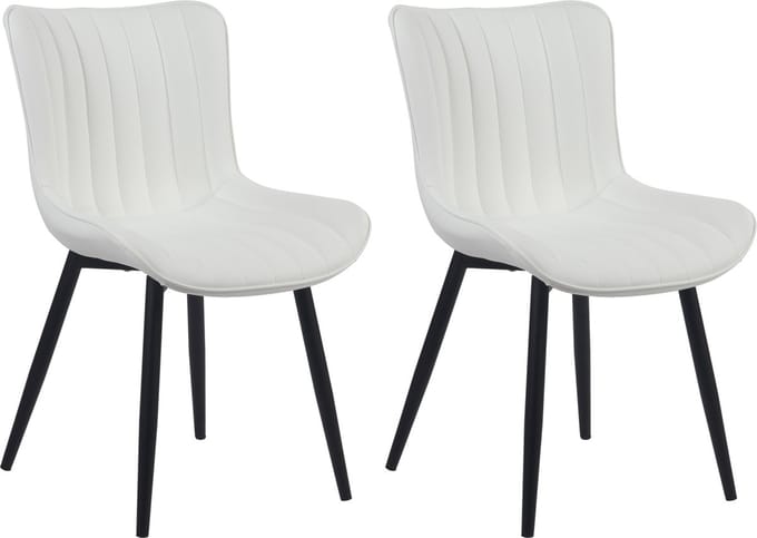 CLP Largo Set van 2 eetkamerstoelen - Zonder armleuning - Metaal frame - wit Kunstleer
