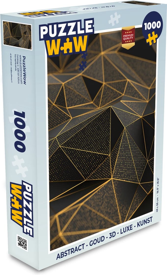 Puzzel Abstract - Goud - 3D - Luxe - Kunst - Legpuzzel - Puzzel 1000 stukjes volwassenen