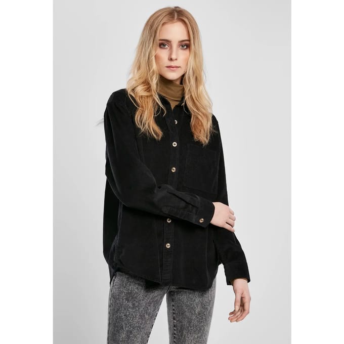 Urban Classics - Corduroy Oversized Blouse - M - Zwart