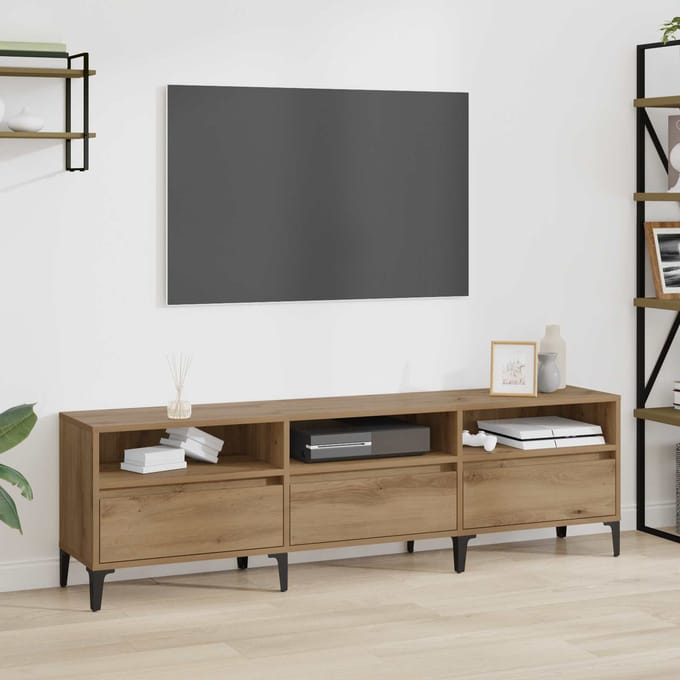 vidaXL TV-kast 150 x 30 x 45 cm Artisan Eiken Gemonteerd hout en ijzer