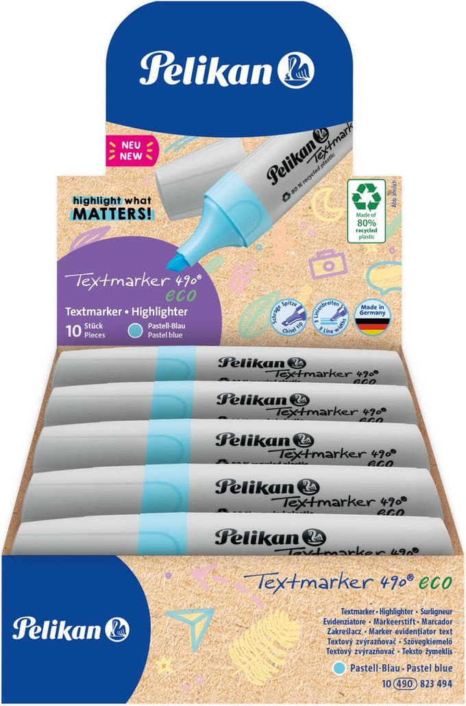 Pelikan tekstmarker 490 - Eco - Pastel blauw - 1 stuk