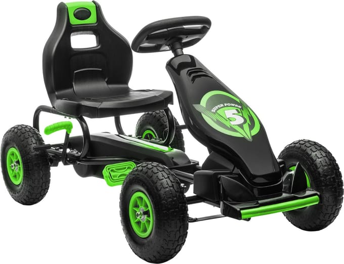 HOMCOM - Kinderskelter - met pedalen - verstelbare zitting - Groen