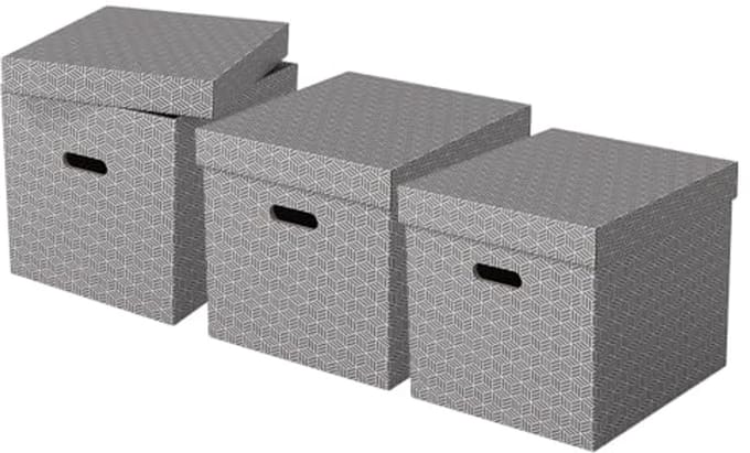 Set van 3 Grote Opbergdozen in Kubusvorm met Deksel - 100% Gerecycled Karton