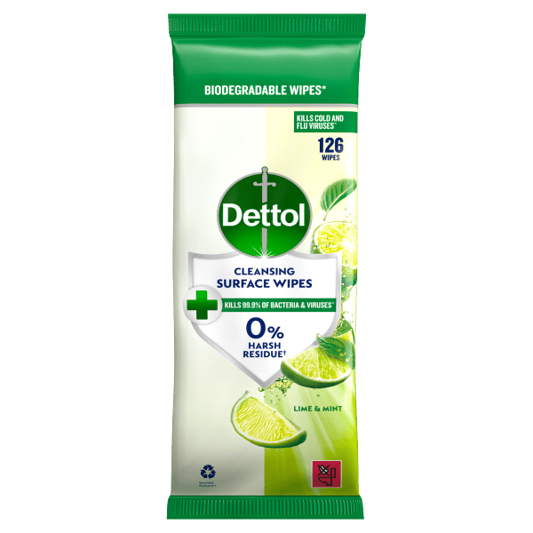 Dettol Antibacterial Surface Cleaning Wipes Lime &amp; Mint 126 st
