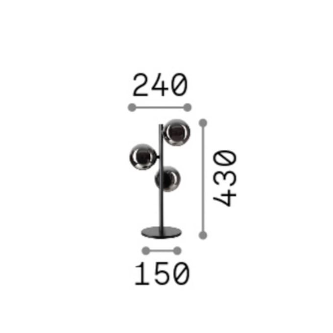 IDEAL LUX tafellamp Perlage messing/wit, hoogte 43 cm, 3-lamps