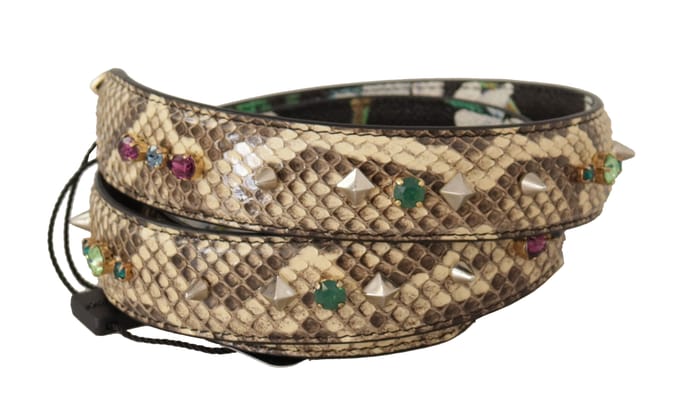 Dolce & Gabbana Elegante Beige Pythonleren Schouderband voor Dames