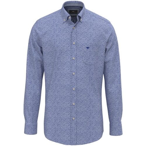 Fynch-Hatton Overhemd Allover Mini Flower Pattern Harbor Blue / male