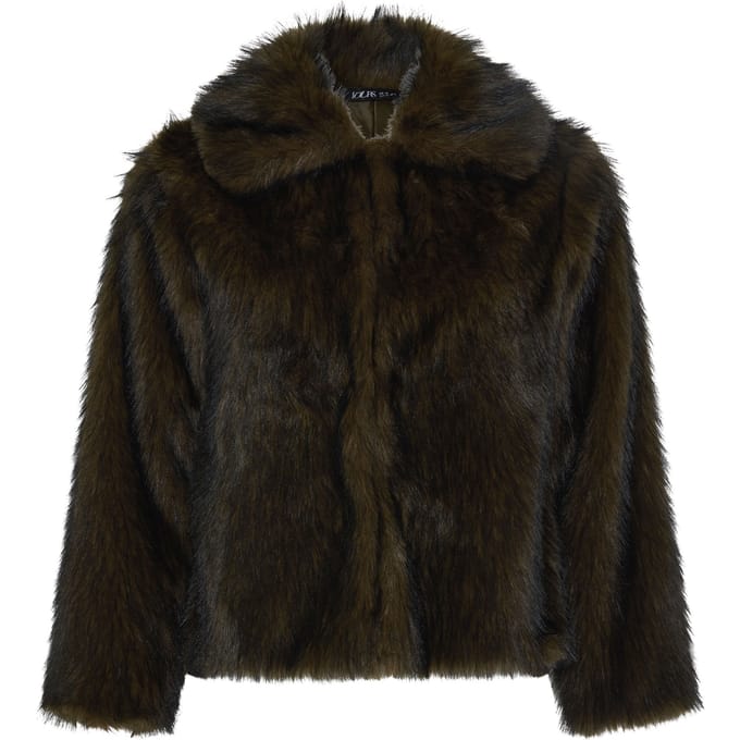 Yours Bruine Jas Van Imitatiebont Met Kanten Details Size 48