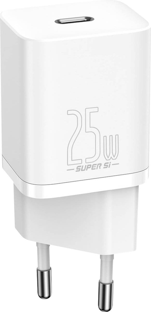 Baseus Reislader 25W met USB C naar USB C Kabel 1 meter - wit - Fast Charging compatible