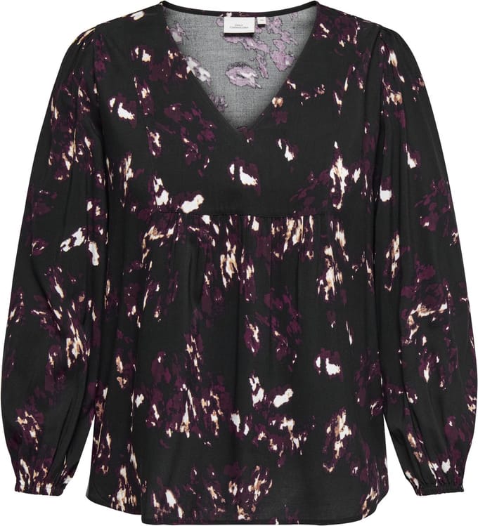 ONLY CARMAKOMA - CARINDIGO LIFE LS V-NECK TOP AOP BF - Dames - Blouses